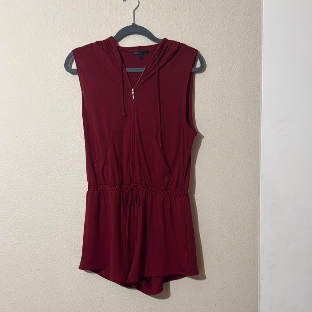 Hooded Burgundy Romper